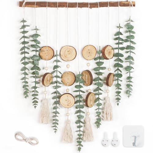 Bathroom Decor Artificial Eucalyptus Hanging Wall Decor - 22.7'' Fake Eucalyptus Greenery Leaves Stems Wall