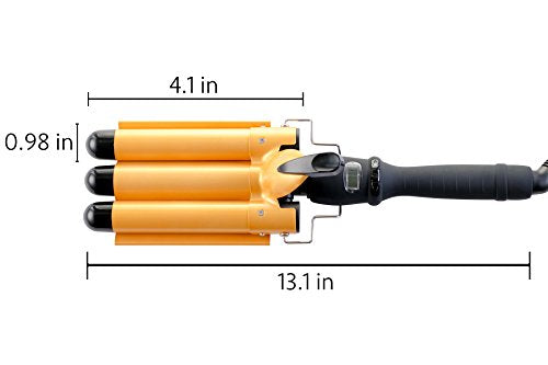 Three Barrel Curling Iron Wand w/ LCD Temperature Display