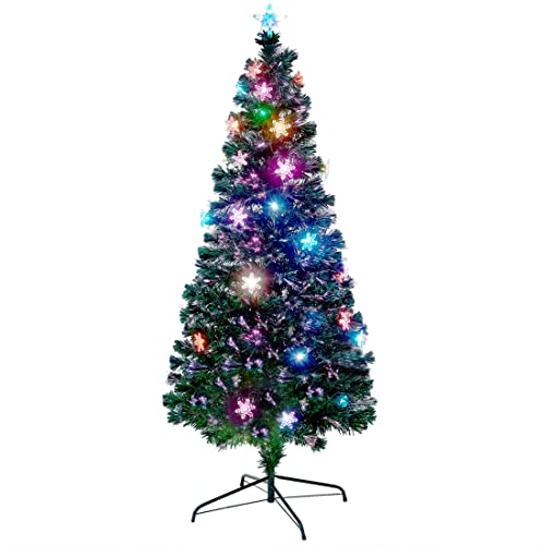 Pre-Lit Optical Fiber Christmas Artificial Tree w/ LED RGB Color Changing Lights