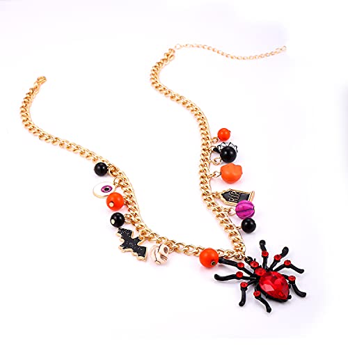 Halloween Spider Pendant Necklace Skull Bat Charms Necklace Party Ghost Chain Choker Necklaces