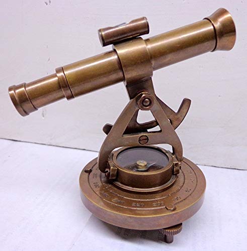 Vintage Brass Alidade Telescope w/ Base Compass Home Decoration