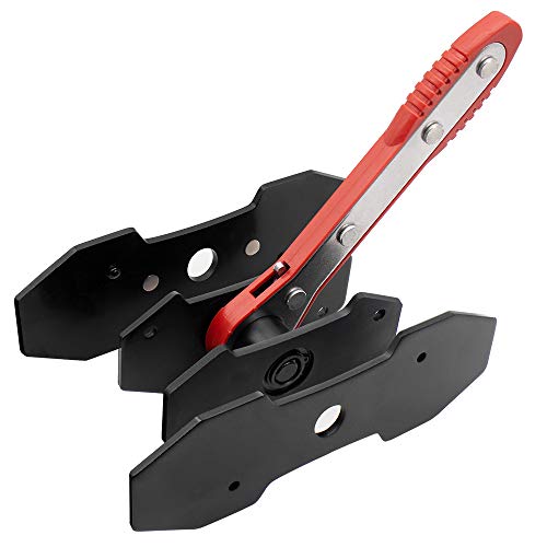 Brake Caliper Press Tool, Car Ratcheting Piston Spreader Tool w/ 2 pcs Steel Plates, Red