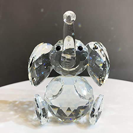 Cute Crystal Elephant Figurine Collection Cut Glass Ornament Statue Animal Collectible