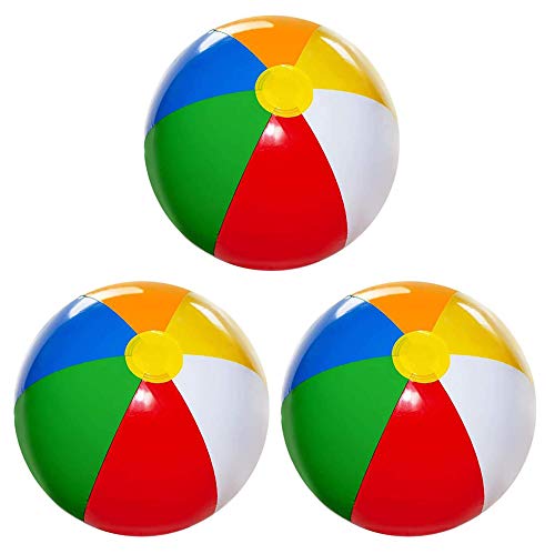 3 Pack 20" Large Inflatable Beach Balls for Kids & Adults