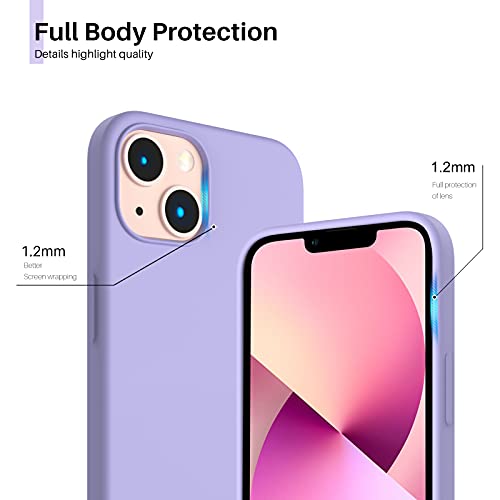 Compatible with iPhone 13 Case 6.1, Slim Liquid Silicone 3 Layers Full Covered Soft Gel Rubber Case Cover