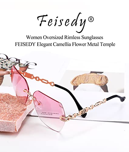 Classic Rimless Sunglasses for Women Metal Frame Diamond Cutting Lens