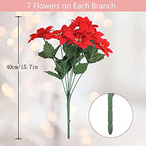 6 Pack Christmas Artificial Poinsettia Ornaments