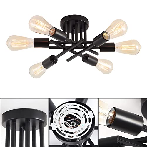 Light Fixtures Ceiling Mount 6 Lights, Modern Semi Flush