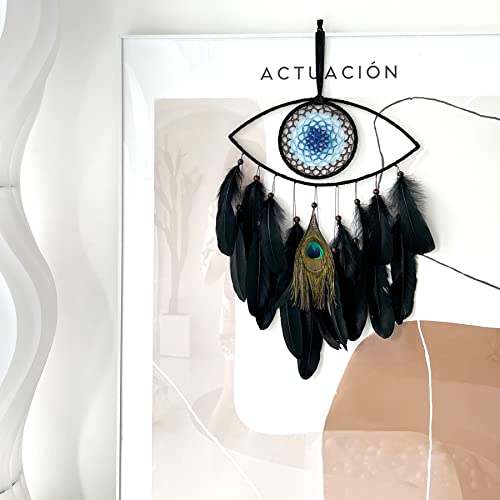 Evil Eye Dream Catchers, Black Dream Catchers for Bedroom Perfect Handmade Hanging Ornament Wall