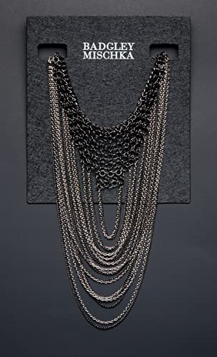 Women's Necklace - Elegant Layered Curb Chain Statement Bib Collar Necklace Costume Jewelry, White