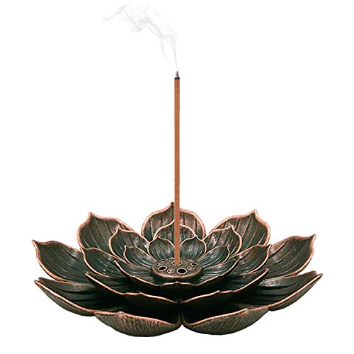 Lotus Stick Incense Holder 5 Incense Holes w/ Detachable Ash Catcher