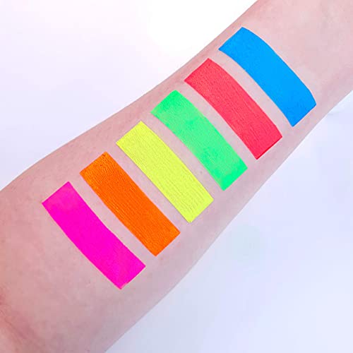 UV Glow Blacklight Face and Body Paint 0.34oz - Set of 6 Tubes - Neon Fluorescent