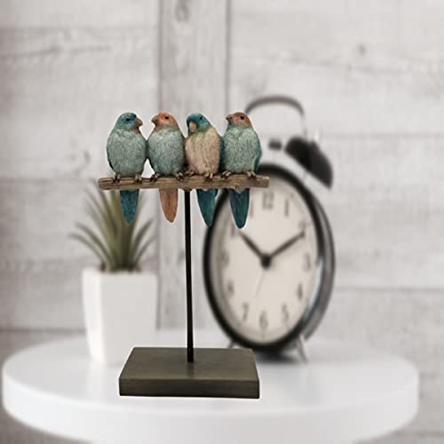 Farmhouse Collection 10" Polyresin Four Birds Sparrows Gathering On Stand Decoration