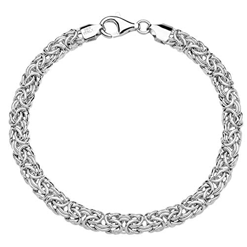 Sterling Silver Byzantine Bracelet for Women, Handmade in Italy (Length 8 Inches)