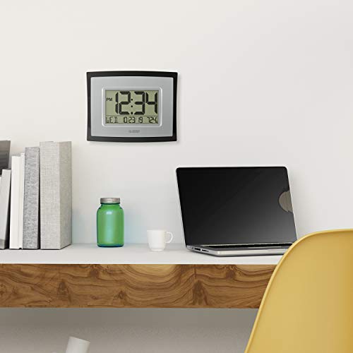 Digital Black Clock with Indoor Temperature