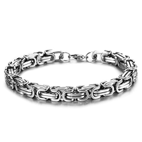 Stainless Steel Male Chain Necklace & Bracelet Jewelry Set, 8mm Wide, 8.5 Inch Bracelet