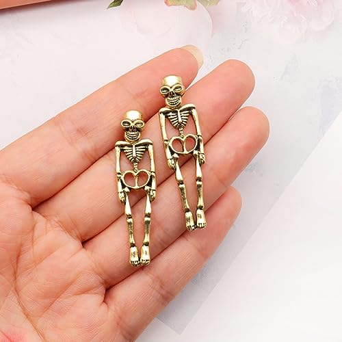 Gothic Skeleton Unique Earrings Punk Human Skull Funny Earrings Ghost Groom Bride Halloween Earrings