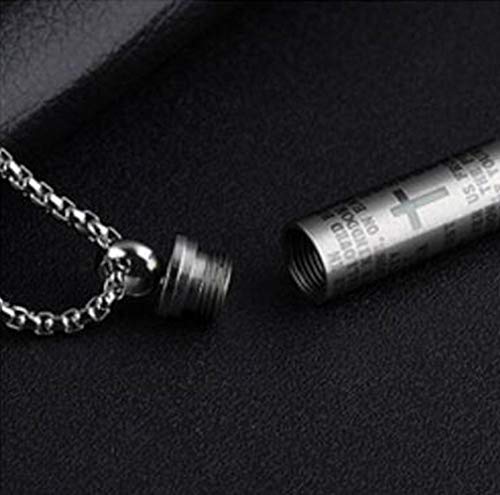 Gold Lord's Prayer Cross Bullet Pendant Stainless Steel Necklace for Men