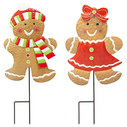 24.8 inch Gingerbread- 2 Pack Christmas Metal Stakes Decoration