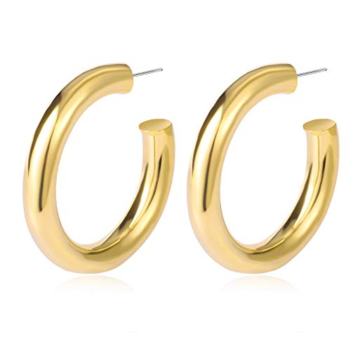 6 Pairs Gold Chunky Hoop Earrings Set for Women Hypoallergenic