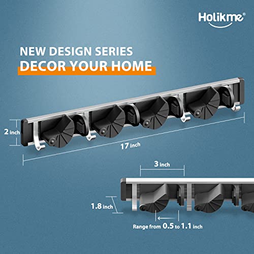 Holder Wall Organization and Storage Organizer(4 Positions with 4 Hooks, Black)