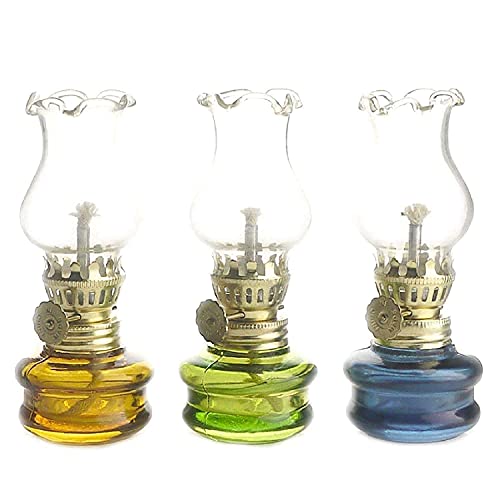 4 inch Tall Glass Kerosene Oil Lamp Lantern (Set of 3)