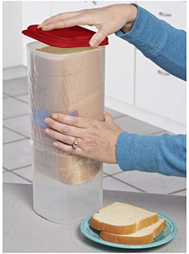 2 Pack Bread Container Set w/Red Lids Dispenser