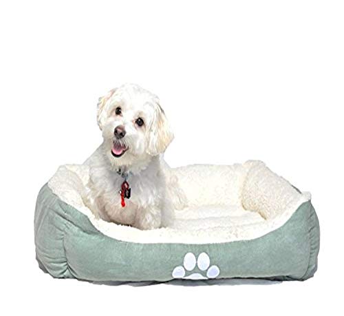 Reversible Rectangle Pet Bed w/ Dog Paw Printing, 25 by 21 inches