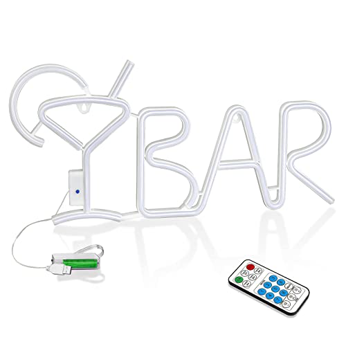 Bar Neon Signs w/ 8 Kind LED Lighting Modes & Remote Control, USB/AA Battery-Powered