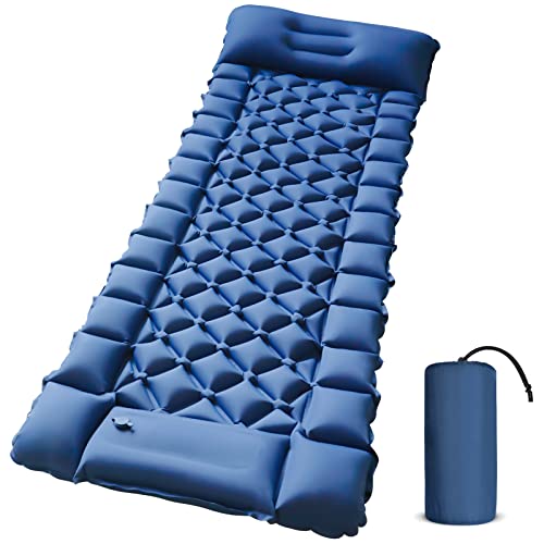 Camping Sleeping Pad - Ultralight Foot Press Inflatable  w/ Built-in Pump