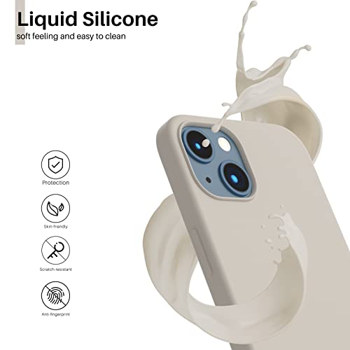 Compatible with iPhone 13 Case 6.1, Slim Liquid Silicone 3 Layers Full Covered Soft Gel Rubber Case Cover