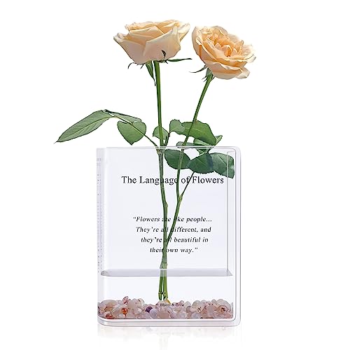 Book Vase for Flowers Home Décor,Artistic and Cultural Flavor Decorative Acrylic Clear Vase