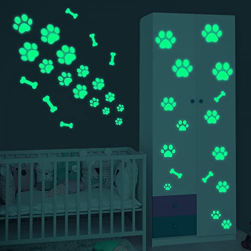 Dog Paw Print Stickers Glow in The Dark Wall Decoration