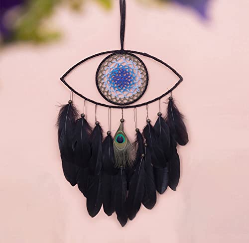 Evil Eye Dream Catchers, Black Dream Catchers for Bedroom Perfect Handmade Hanging Ornament Wall