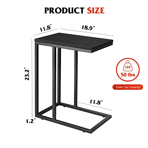 C Shaped End Table for Sofa Couch & Bed