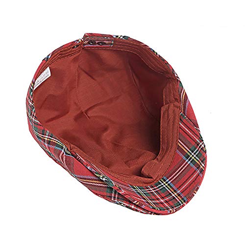 Men Adjustable Colorful Striped Plaid Ivy Newsboy Cabbie Gatsby Cotton Caps