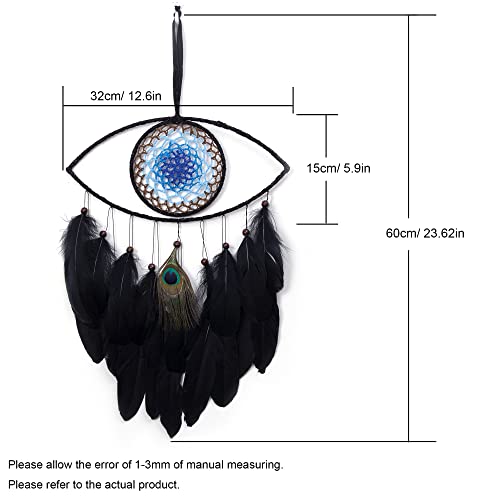 Evil Eye Dream Catchers, Black Dream Catchers for Bedroom Perfect Handmade Hanging Ornament Wall