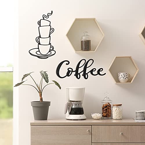 2 Pieces Coffee Bar Sign Black for Kitchen Decor