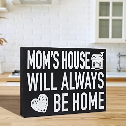 Mom's House Will Always Be Home, 8x16" Wood Decor Sign Gift for Mothers Day