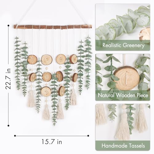 Bathroom Decor Artificial Eucalyptus Hanging Wall Decor - 22.7'' Fake Eucalyptus Greenery Leaves Stems Wall