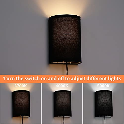 Set of 2 Plug in Wall Sconce 3 Color Temperature