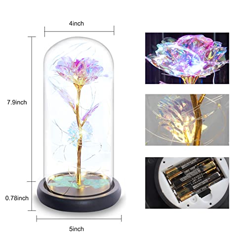 Enchanted Galaxy Light Up Butterfly Rose  Gifts in Glass Dome