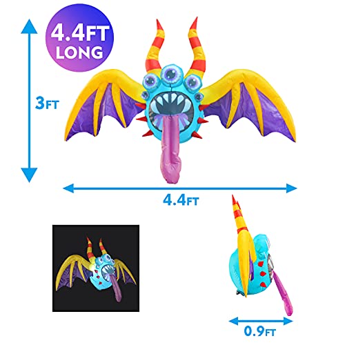 4.4 FT  Halloween Inflatable Hanging Bat w/ 5 Eyes & LEDs