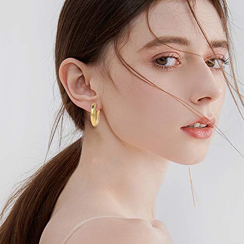 6 Pairs Gold Chunky Hoop Earrings Set for Women Hypoallergenic