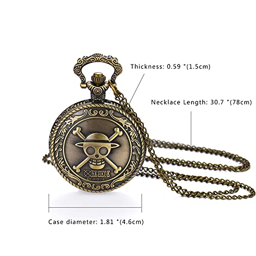 Antique Bronze Anime Skull One Piece Pocket Watch/Necklace for Fathers Day Gift