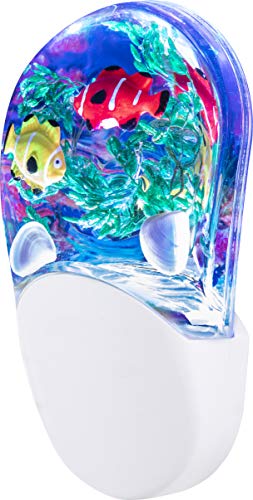 LED Night Light-Plug-in, Color Changing, Light Sensing, Auto On/Off, Features Soothing Oceanic Image of Coral Reef & Clown Fish