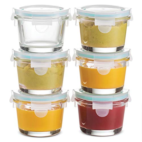 Set of 6-4 Oz Containers w/ Airtight BPA-Free Locking Lids