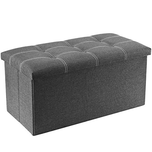 30 inches Storage Ottoman Bench, Foldable Footrest Shoe Bench w/ 80L Storage Space, Support 350lbs