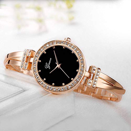 Elegant Rose Gold/Silver Watch & 3 Bracelets Set for Women