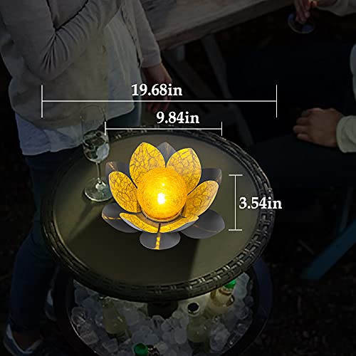 Lotus Solar Light  Garden Decor ,Waterproof LED Crackle Globe Glass Flower Light